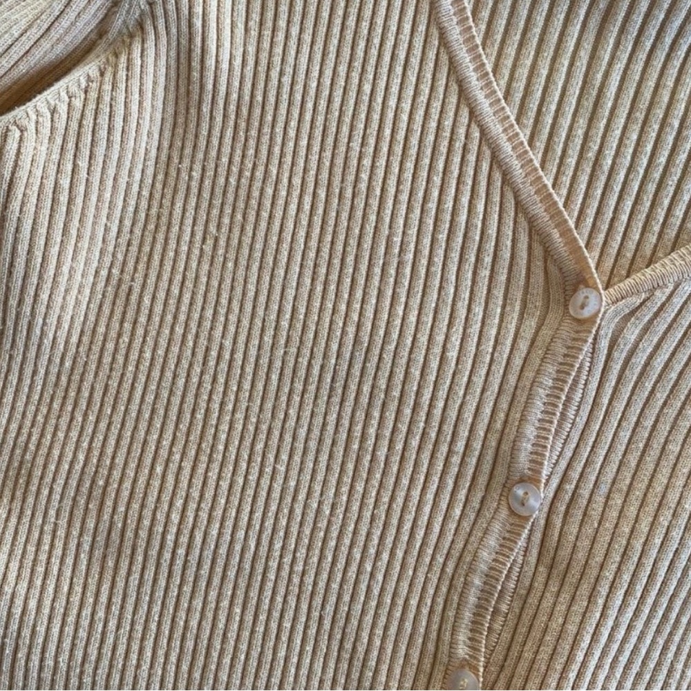 Women's Yellow Ribbed Sweater - Picture 4 of 5